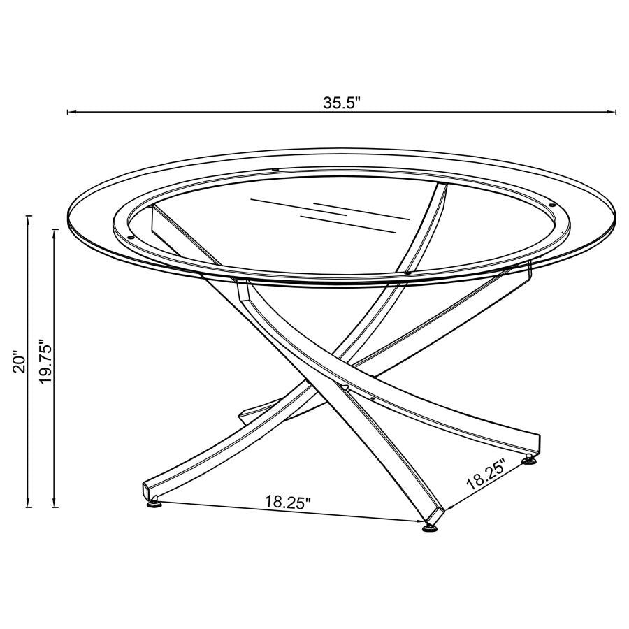 Round Glass Top Coffee Table Metal Base Chrome