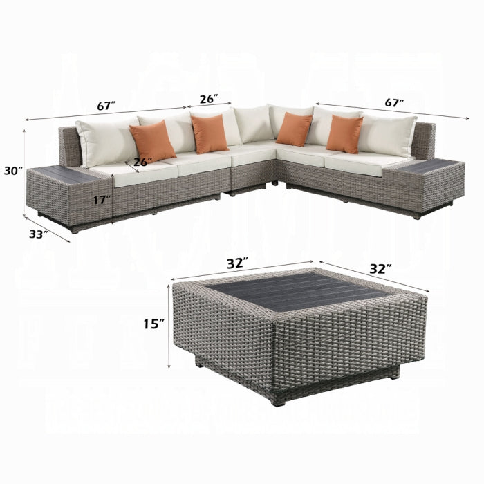 Patio Sectional Sofa and Coffee Table Set