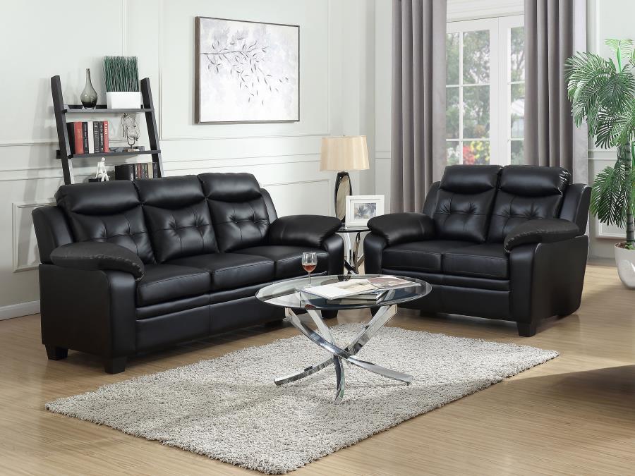 Upholstered Padded Arm Tufted Sofa Set