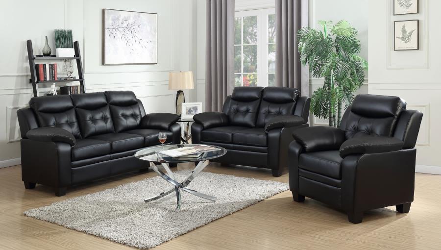 Upholstered Padded Arm Tufted Sofa Set