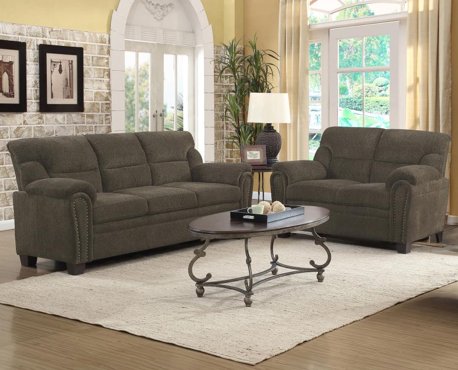 Upholstered Padded Arm Sofa Set