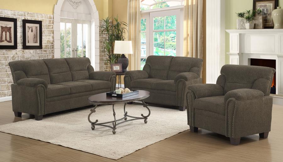 Upholstered Padded Arm Sofa Set