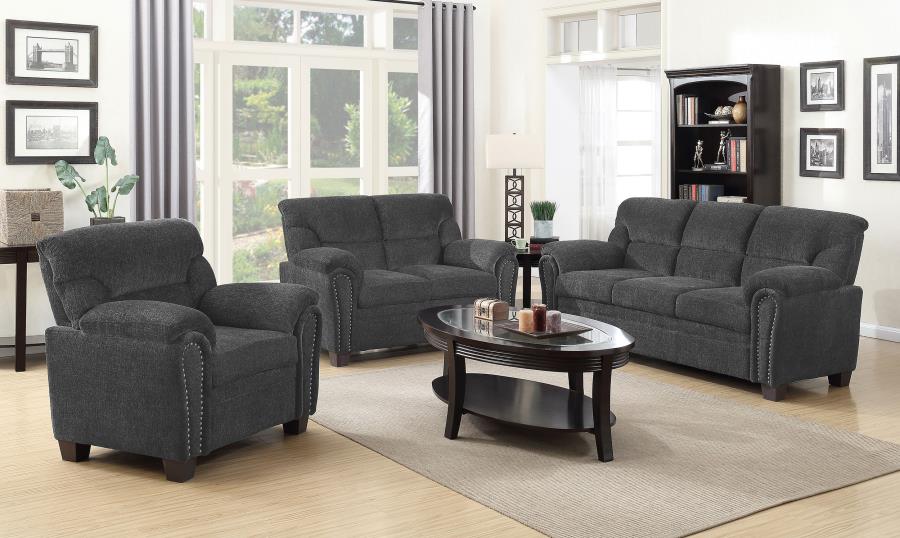 Upholstered Padded Arm Sofa Set