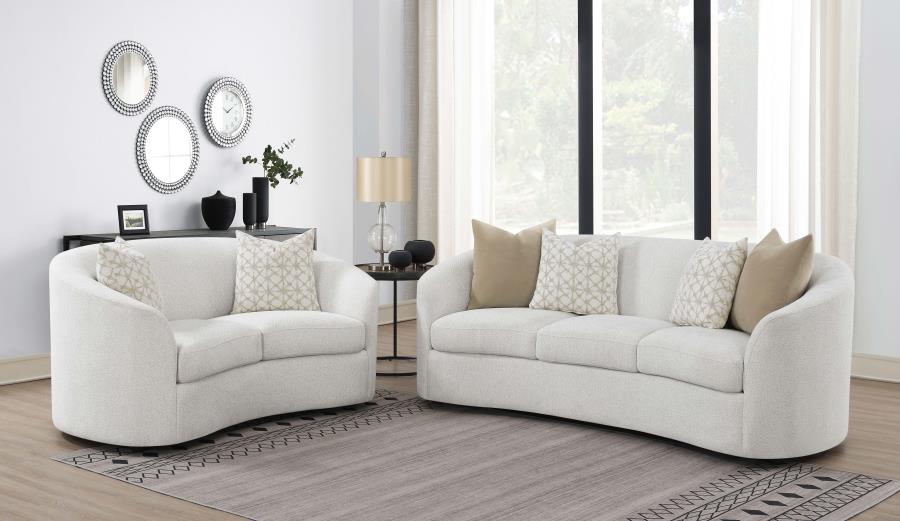 Boucle Upholstered Sloped Arm Sofa Set