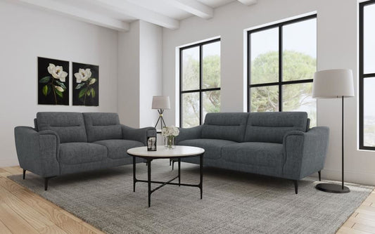 Upholstered Sloped Track Arm Sofa Set
