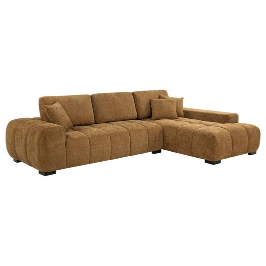 Amber Brown Fabric Sectional Sofa and Chaise Set
