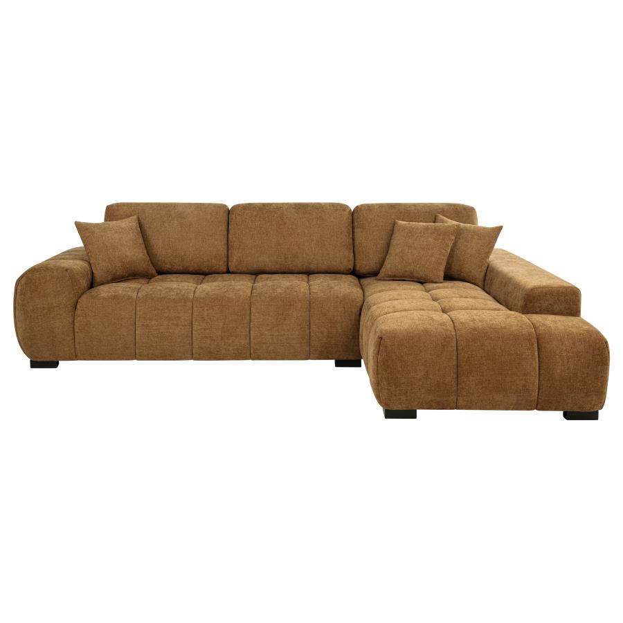 Amber Brown Fabric Sectional Sofa and Chaise Set