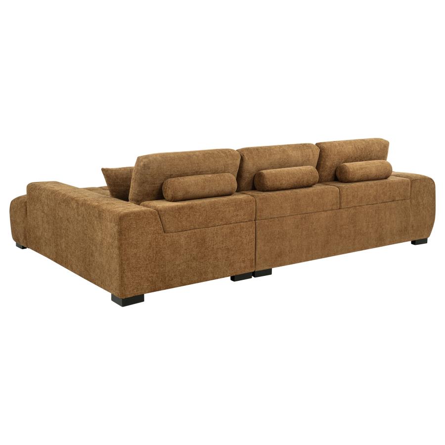 Amber Brown Fabric Sectional Sofa and Chaise Set