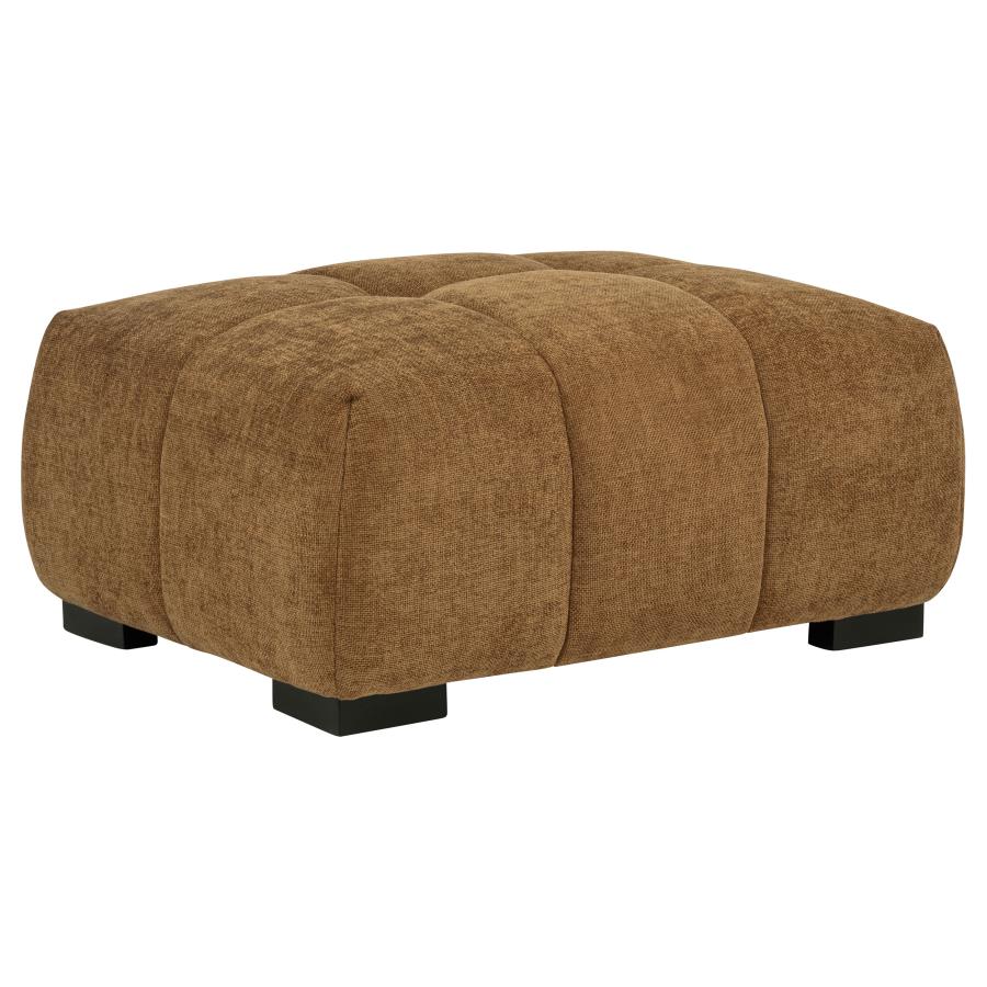 Amber Brown Fabric Upholstered Ottoman