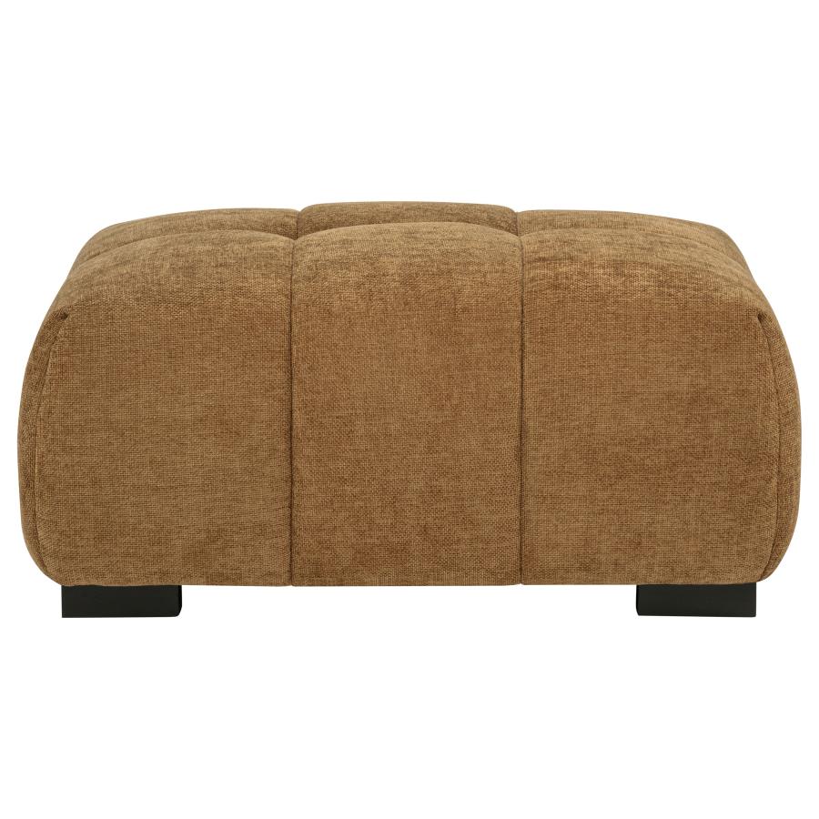 Amber Brown Fabric Upholstered Ottoman