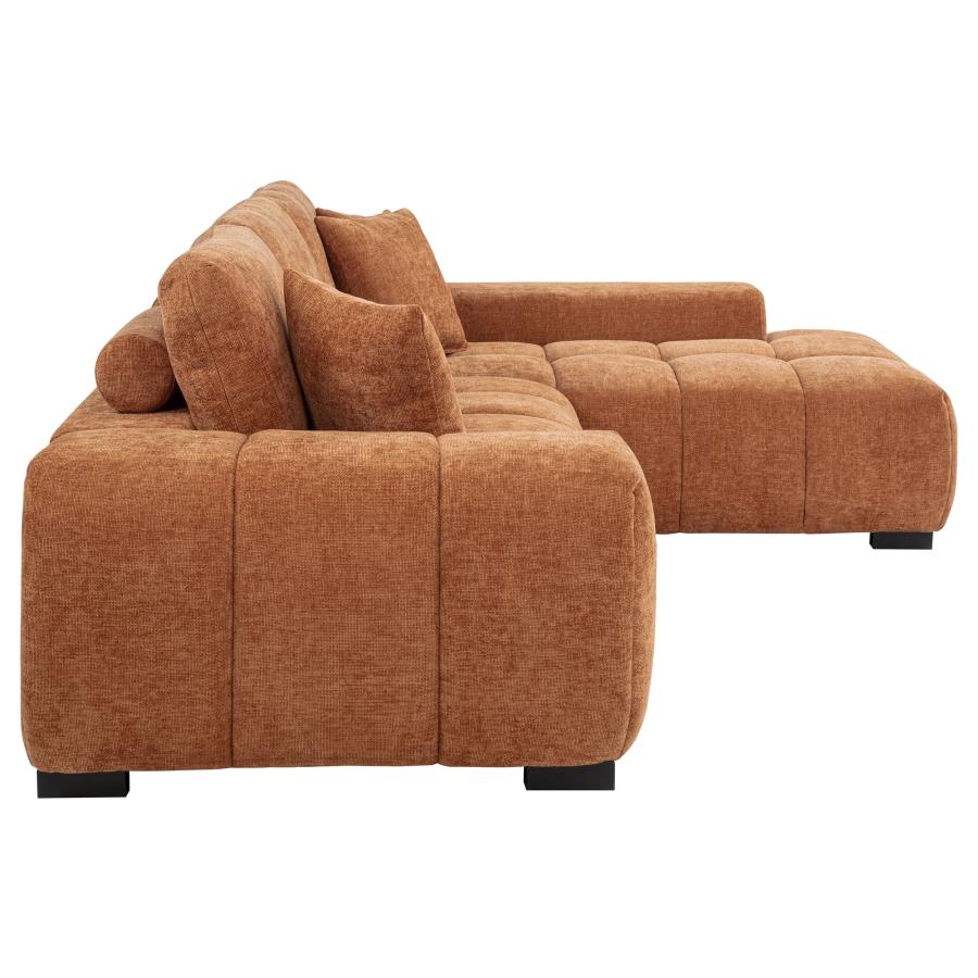 Orange Fabric Sectional Sofa and Chaise Set