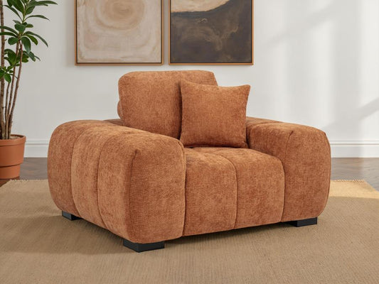 Orange Fabric Upholstered Accent Track Arm Chair