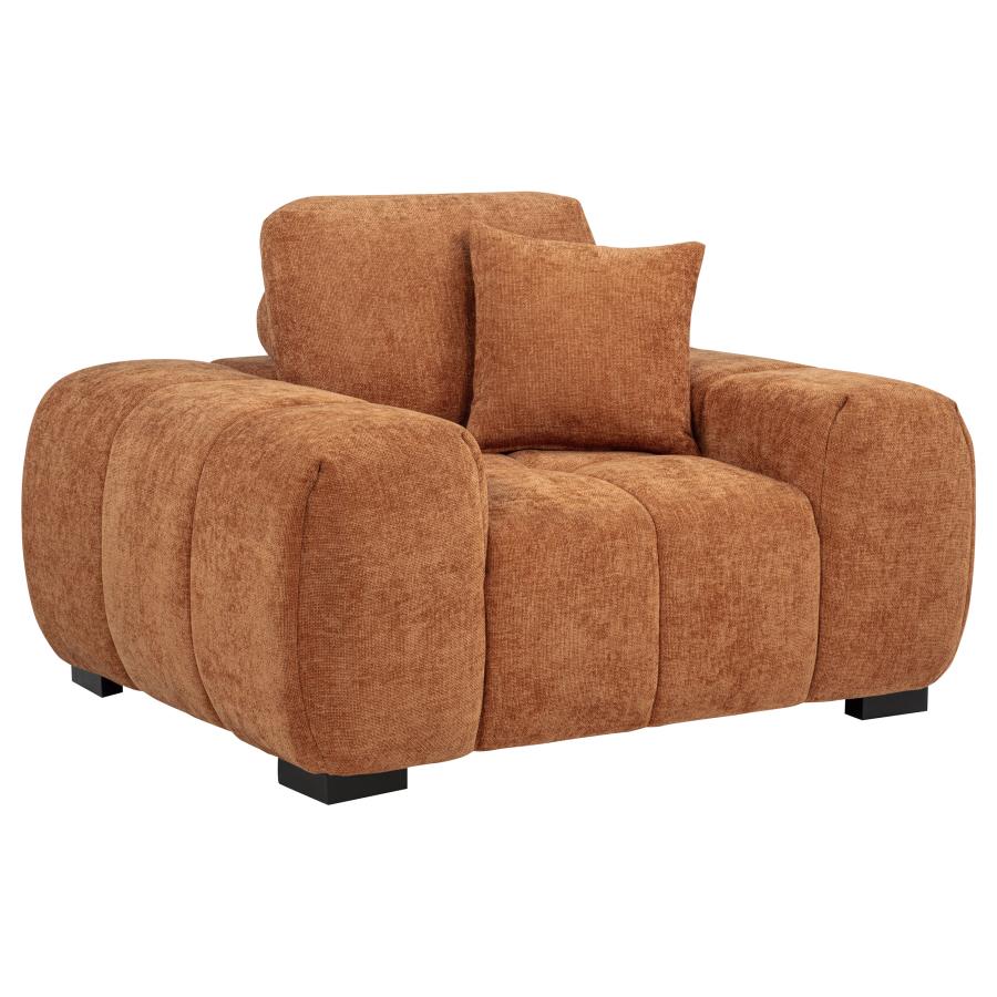 Orange Fabric Upholstered Accent Track Arm Chair