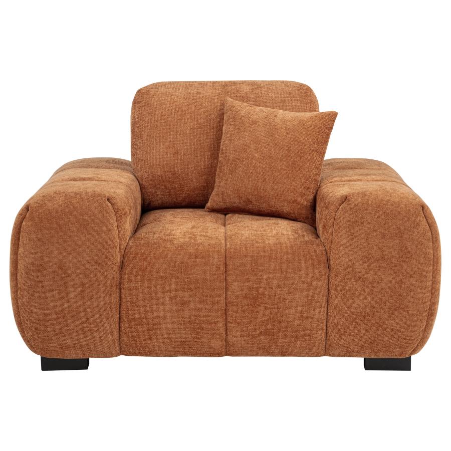 Orange Fabric Upholstered Accent Track Arm Chair