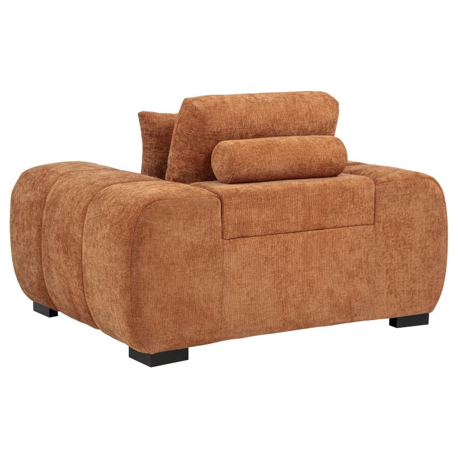 Orange Fabric Upholstered Accent Track Arm Chair
