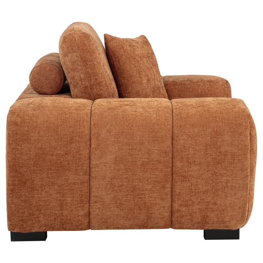 Orange Fabric Upholstered Accent Track Arm Chair