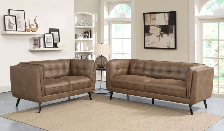 Upholstered Tuxedo Arm Sofa Set