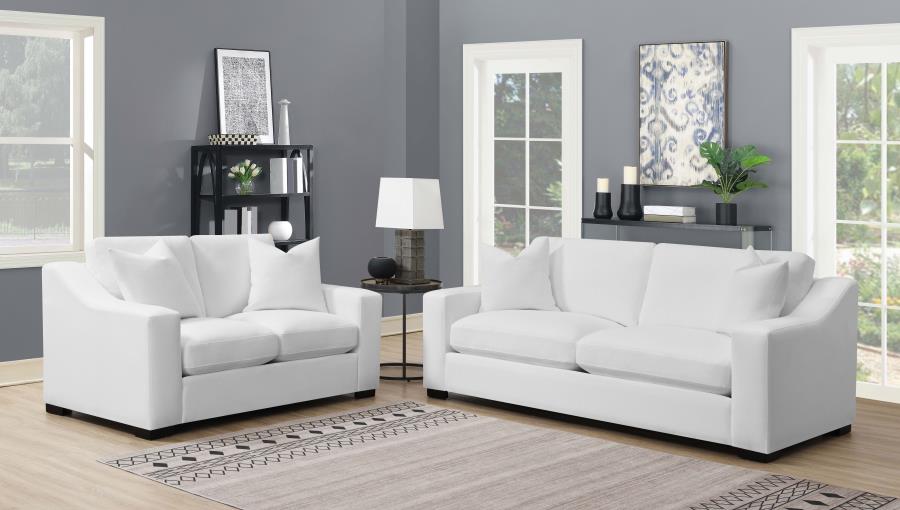 Upholstered Sloped Arm Sofa Set