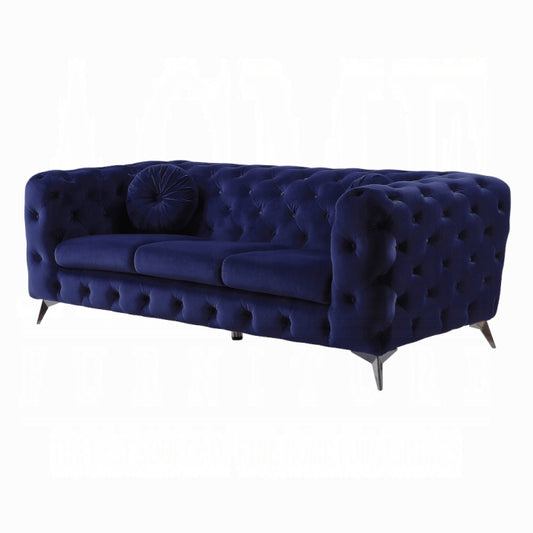 Modern Tufted Velvet Fabric Sofa Blue