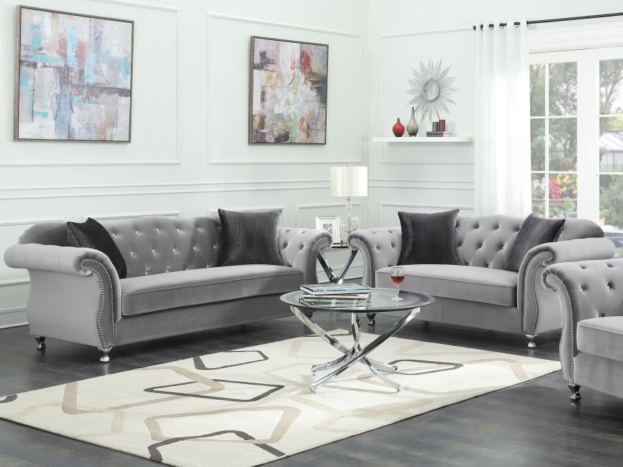 Upholstered Tufted Sofa Set