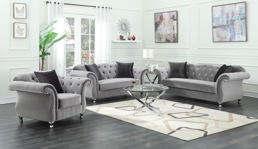 Upholstered Tufted Sofa Set