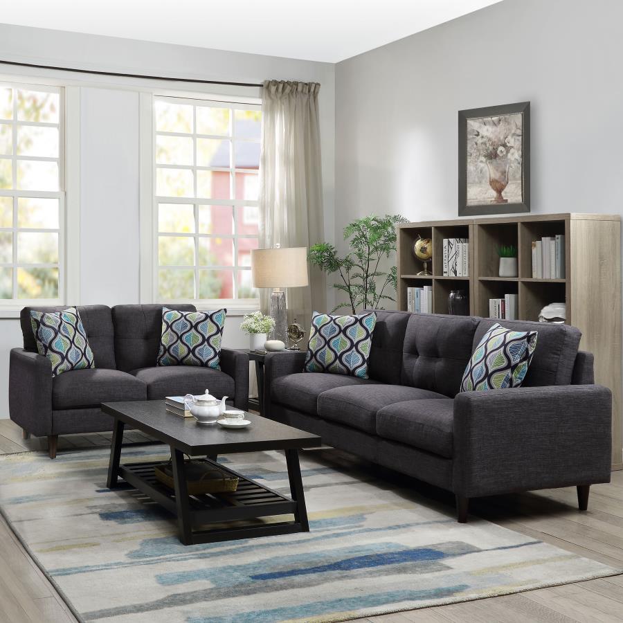 Upholstered Track Arm Sofa Set