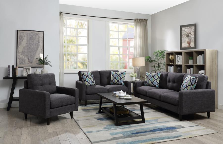 Upholstered Track Arm Sofa Set