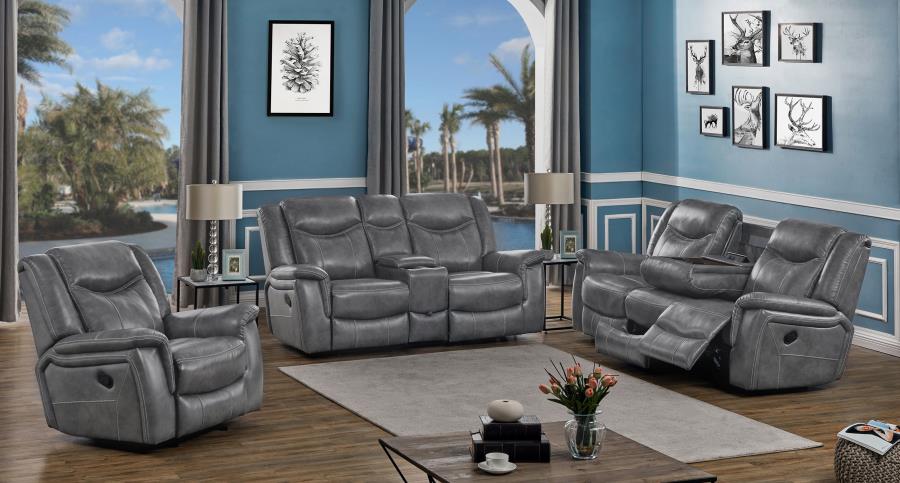 Upholstered Padded Arm Manual Motion Sofa Set