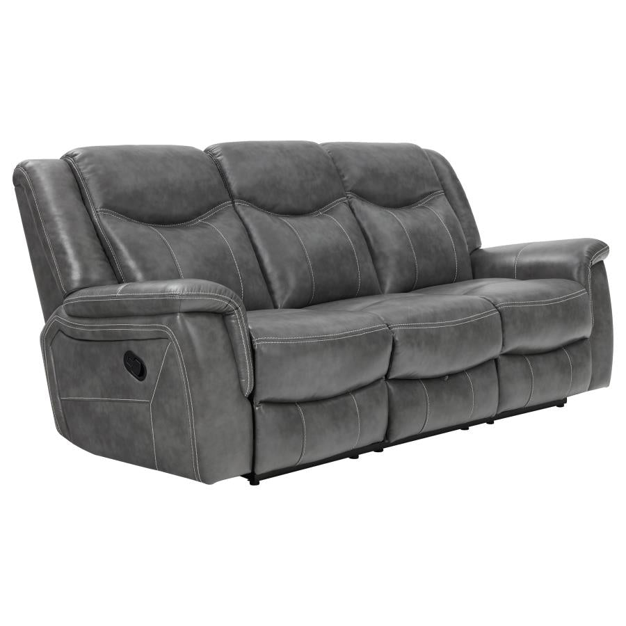 Upholstered Padded Arm Manual Motion Sofa Set