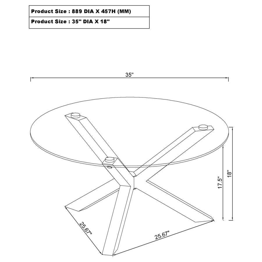 Round Tempered Glass Top Cocktail Coffee Table Chrome