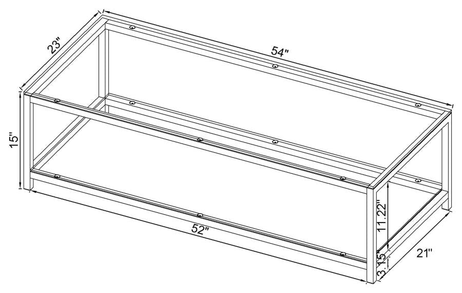 Rectangular Glass Top Coffee Table Black Nickel with Shelf