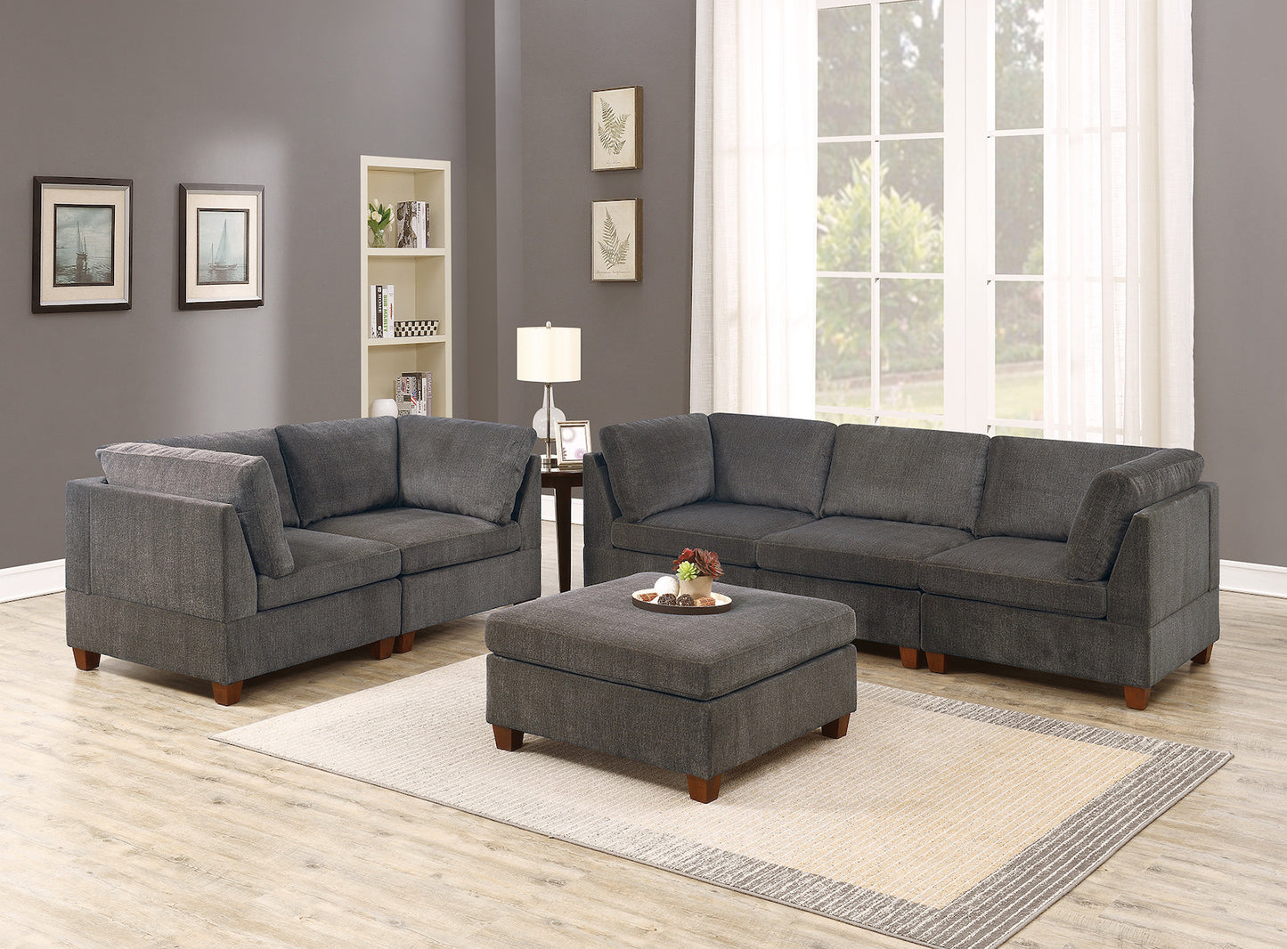 6-PC Modular Sofa Loveseat Ottoman