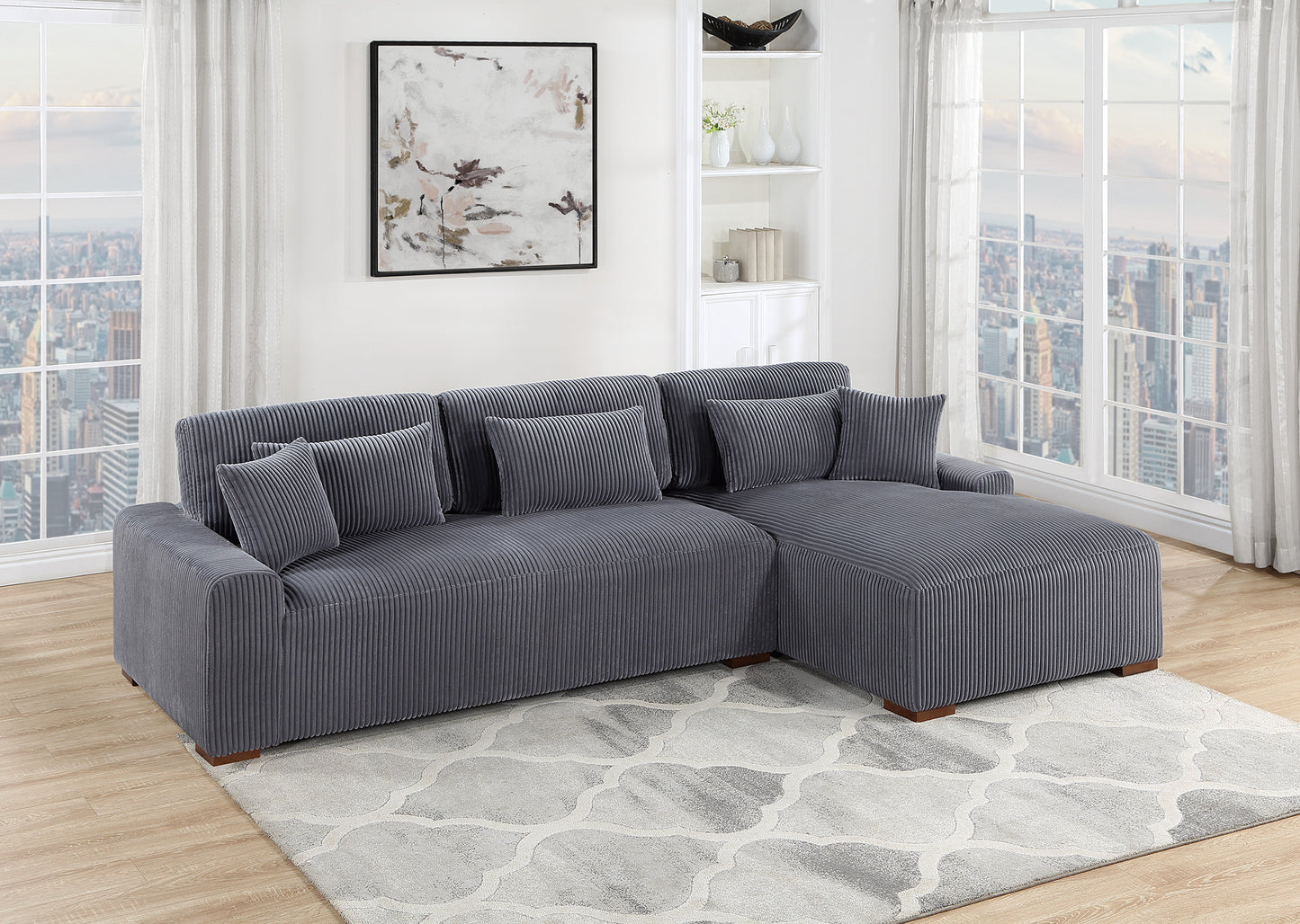 2-PC Corduroy Fabric Sectional