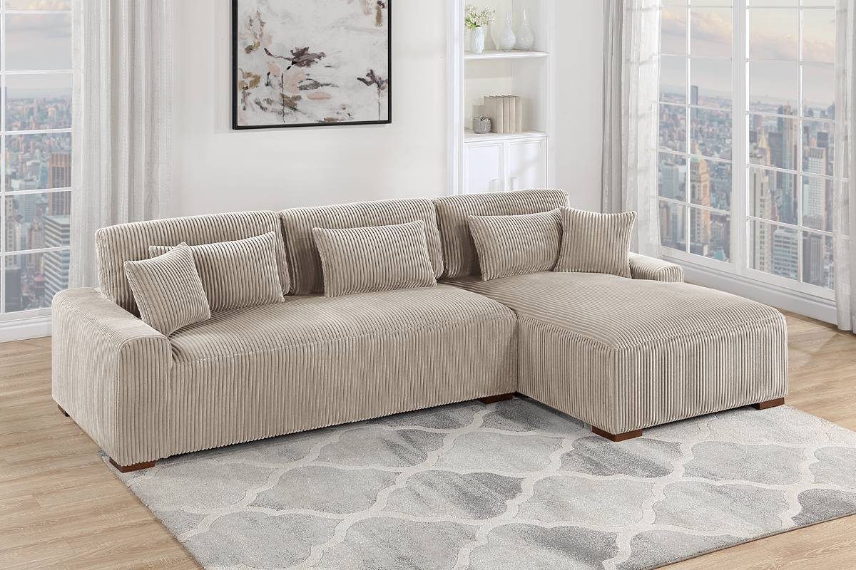 2-PC Corduroy Fabric Sectional