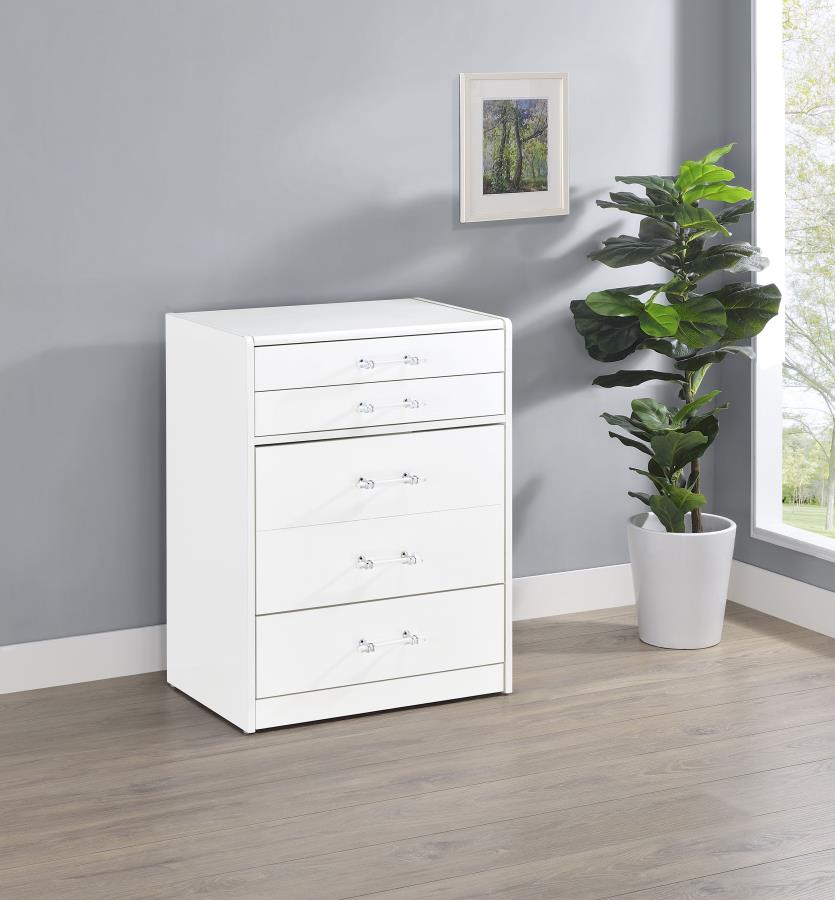 3-drawer Makeup Vanity & Stool Set White High Gloss