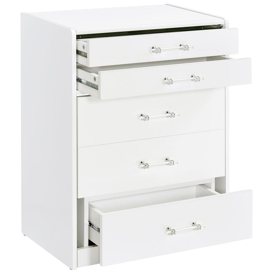 3-drawer Makeup Vanity & Stool Set White High Gloss