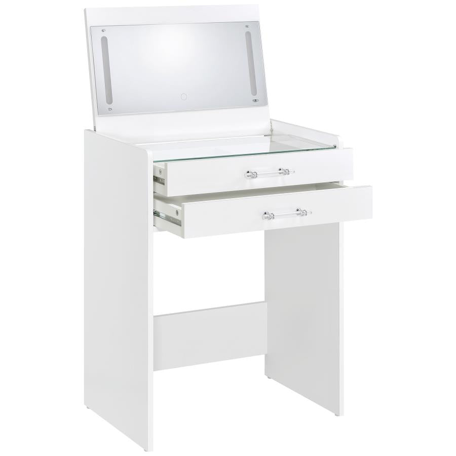 3-drawer Makeup Vanity & Stool Set White High Gloss