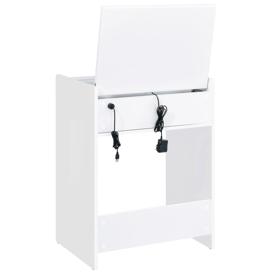 3-drawer Makeup Vanity & Stool Set White High Gloss