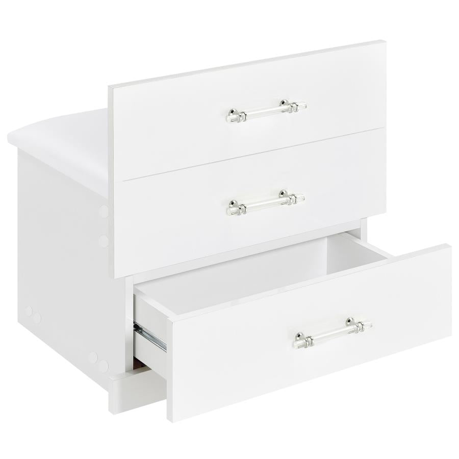 3-drawer Makeup Vanity & Stool Set White High Gloss