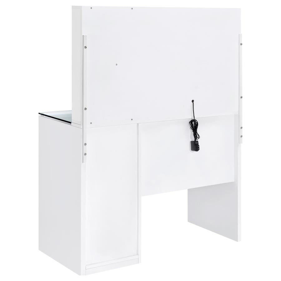 2-drawer Vanity Set with LED Mirror Black / White High Gloss