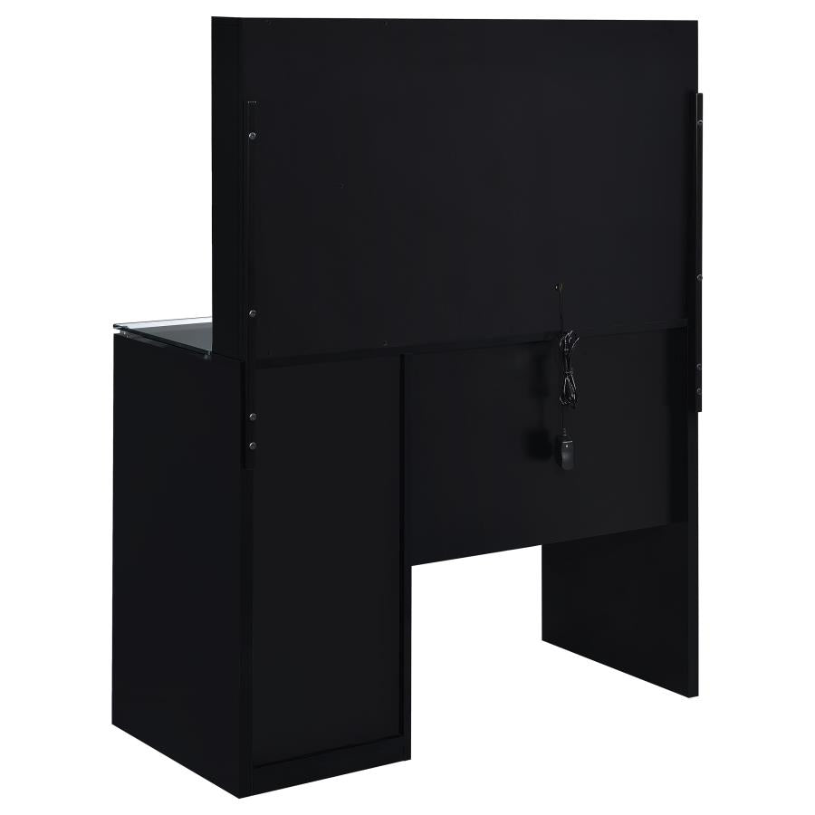 2-drawer Vanity Set with LED Mirror Black / White High Gloss