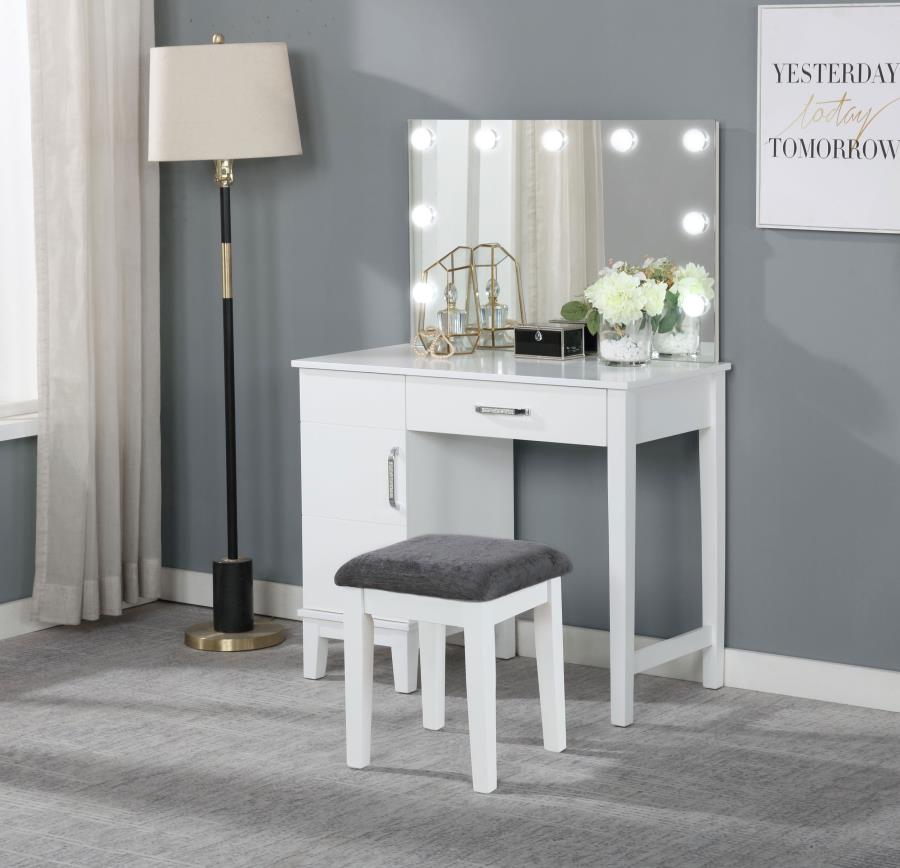 Vanity Set with Lighting & Stool White