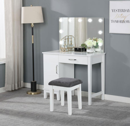 Vanity Set with Lighting & Stool White