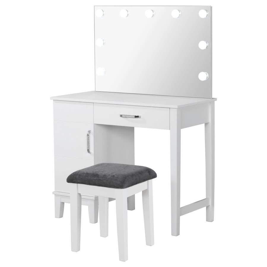 Vanity Set with Lighting & Stool White