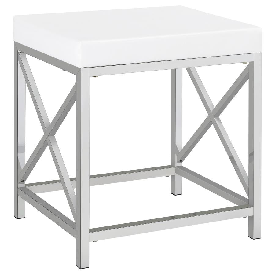 Vanity Set with Lighting & Stool White and Chrome