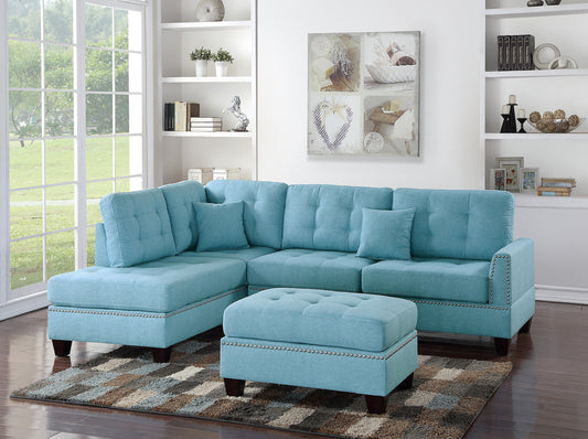 3-PC Reversible Sectional Sofa Set W/ Ottoman