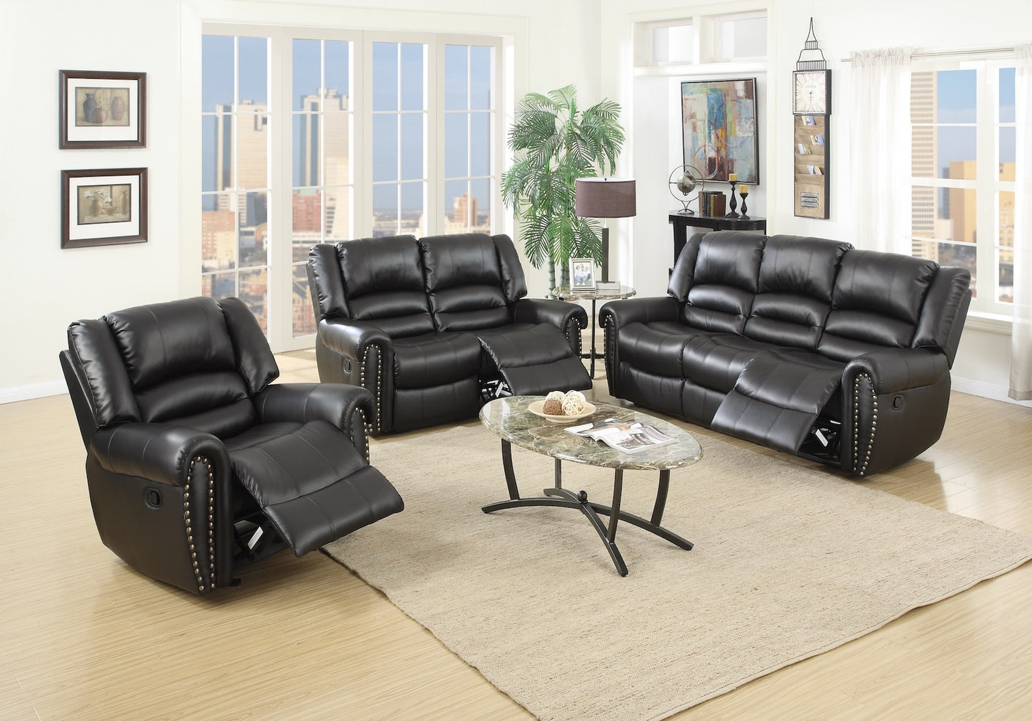 2-PC Manual Recliner Sofa Set