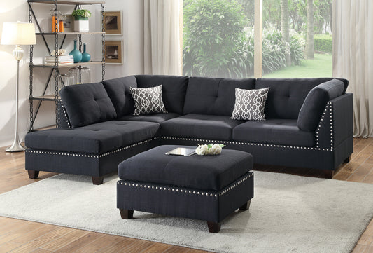 3-PC Reversible Sectional Sofa Set W/ Ottoman