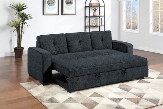Chenille Fabric Convertible Sleeper Sofa with Pull-Out Bed