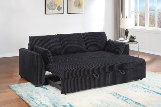 Corduroy Fabric Convertible Sleeper Sofa with Pull-Out Bed